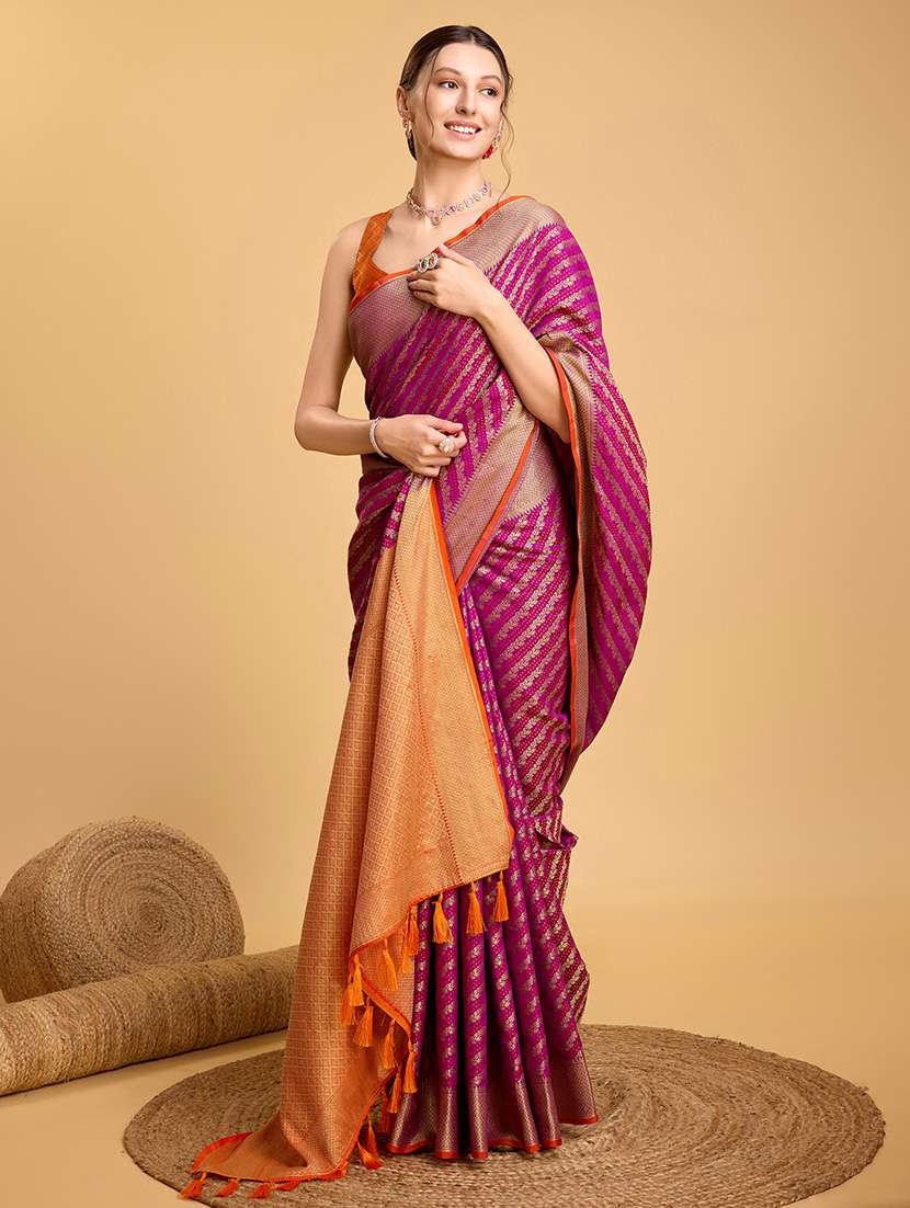 women self design banarasi saree with blouse - 22000046 -  Standard Image - 3