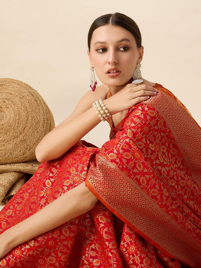 women self design banarasi saree with blouse - 22000052 - Standard Image - 5