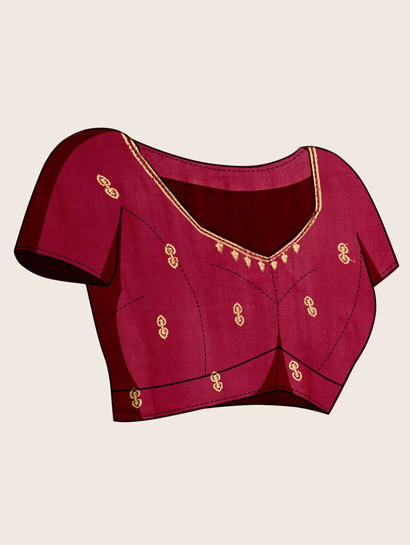 women solid with work zari work bordered saree with blouse - 22000070 - Standard Image - 5