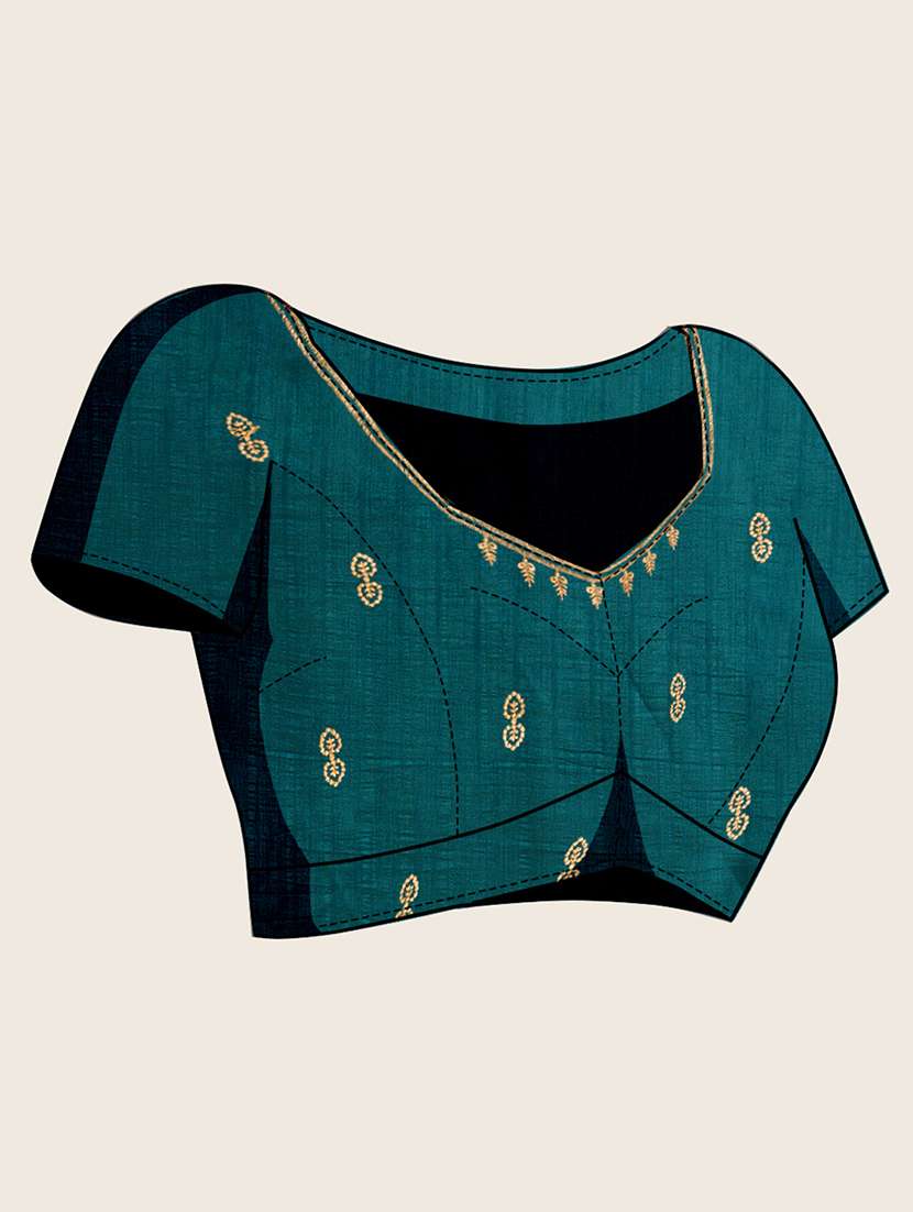 women solid with work zari work bordered saree with blouse - 22000073 -  Standard Image - 5