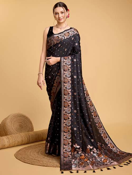 women floral banarasi saree with blouse - 22000076 -  Standard Image - 0