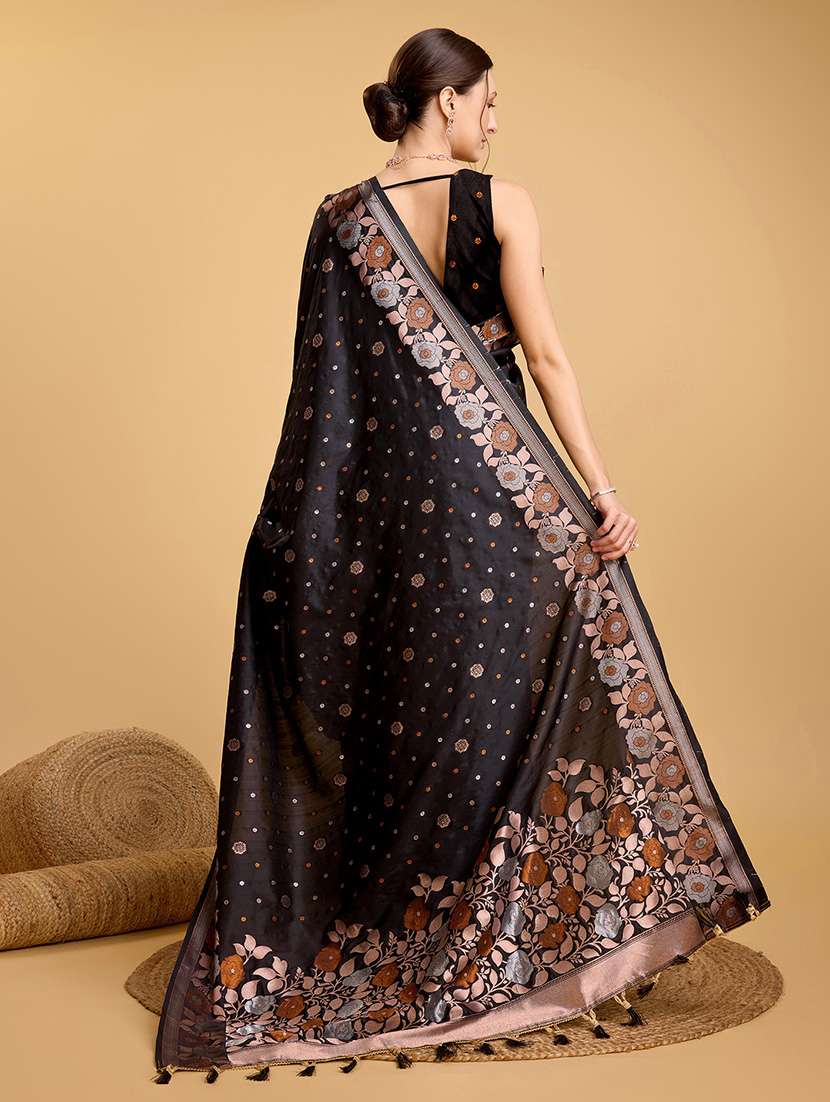 women floral banarasi saree with blouse - 22000076 -  Standard Image - 3