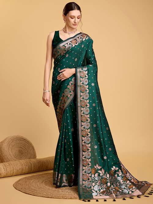 women floral banarasi saree with blouse - 22000077 -  Standard Image - 0