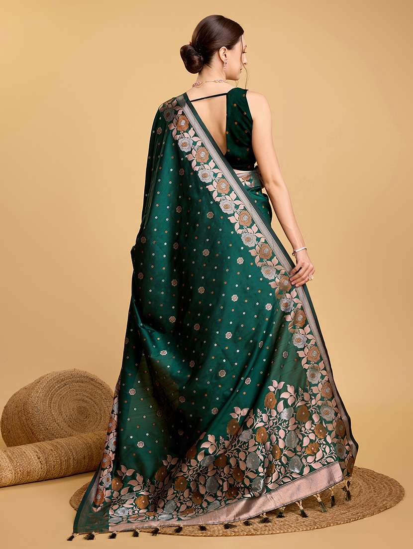 women floral banarasi saree with blouse - 22000077 -  Standard Image - 3