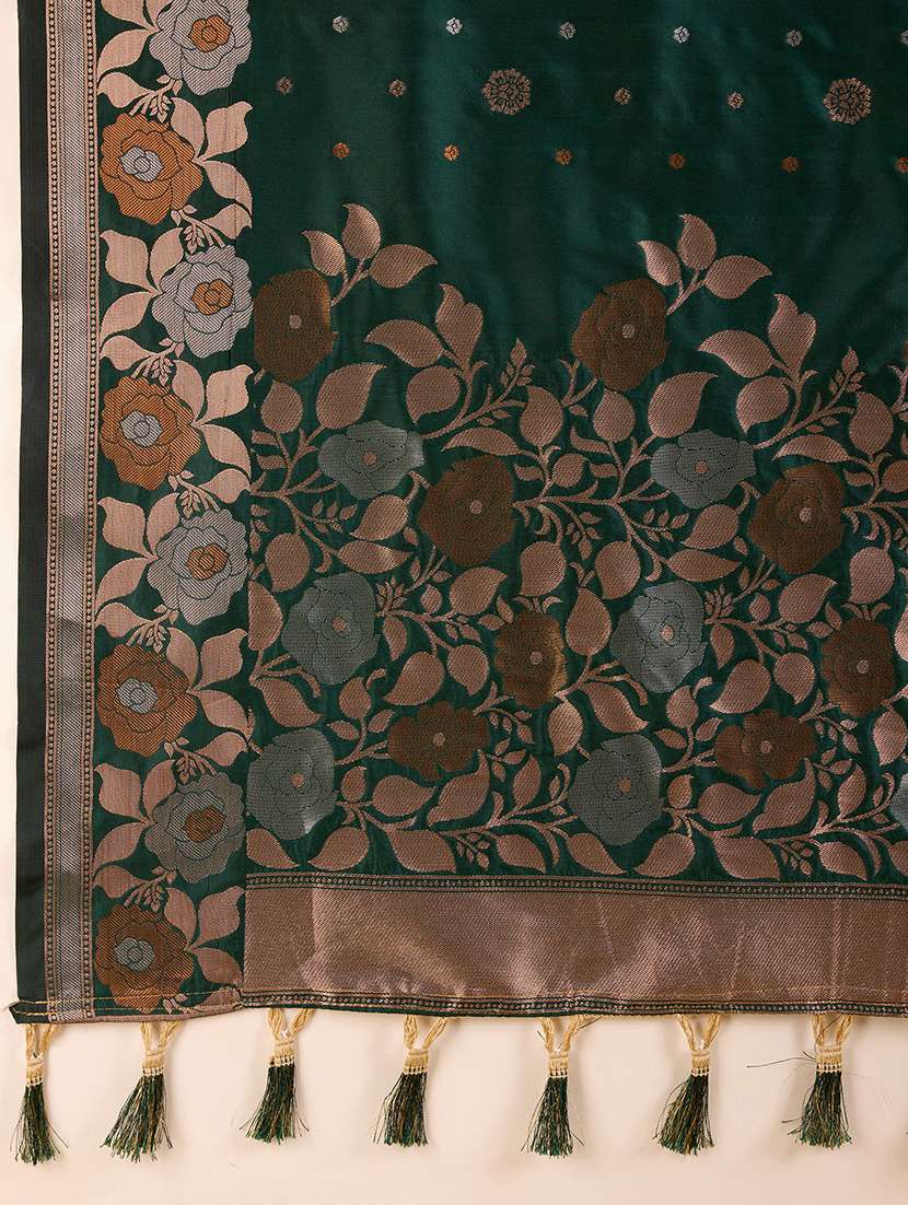 women floral banarasi saree with blouse - 22000077 -  Standard Image - 5