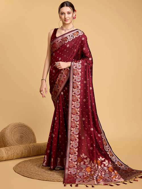 women floral banarasi saree with blouse - 22000078 -  Standard Image - 0
