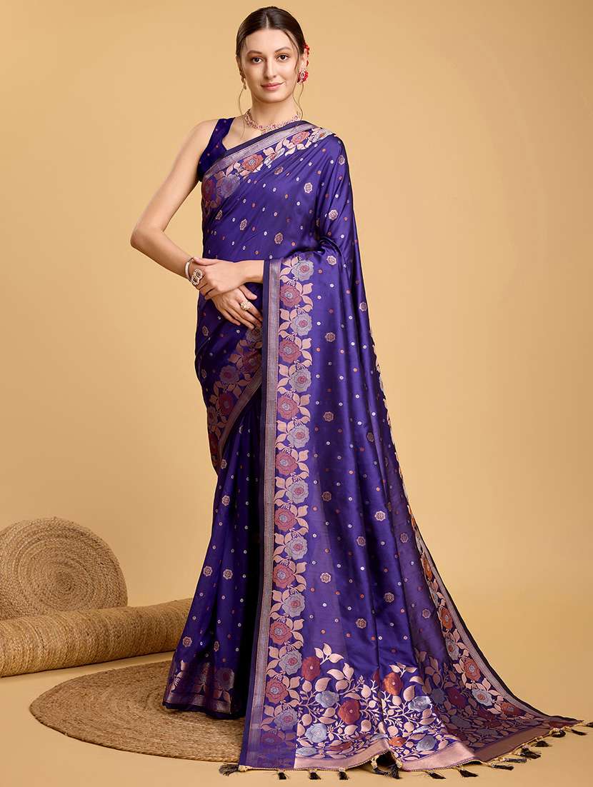 women floral banarasi saree with blouse