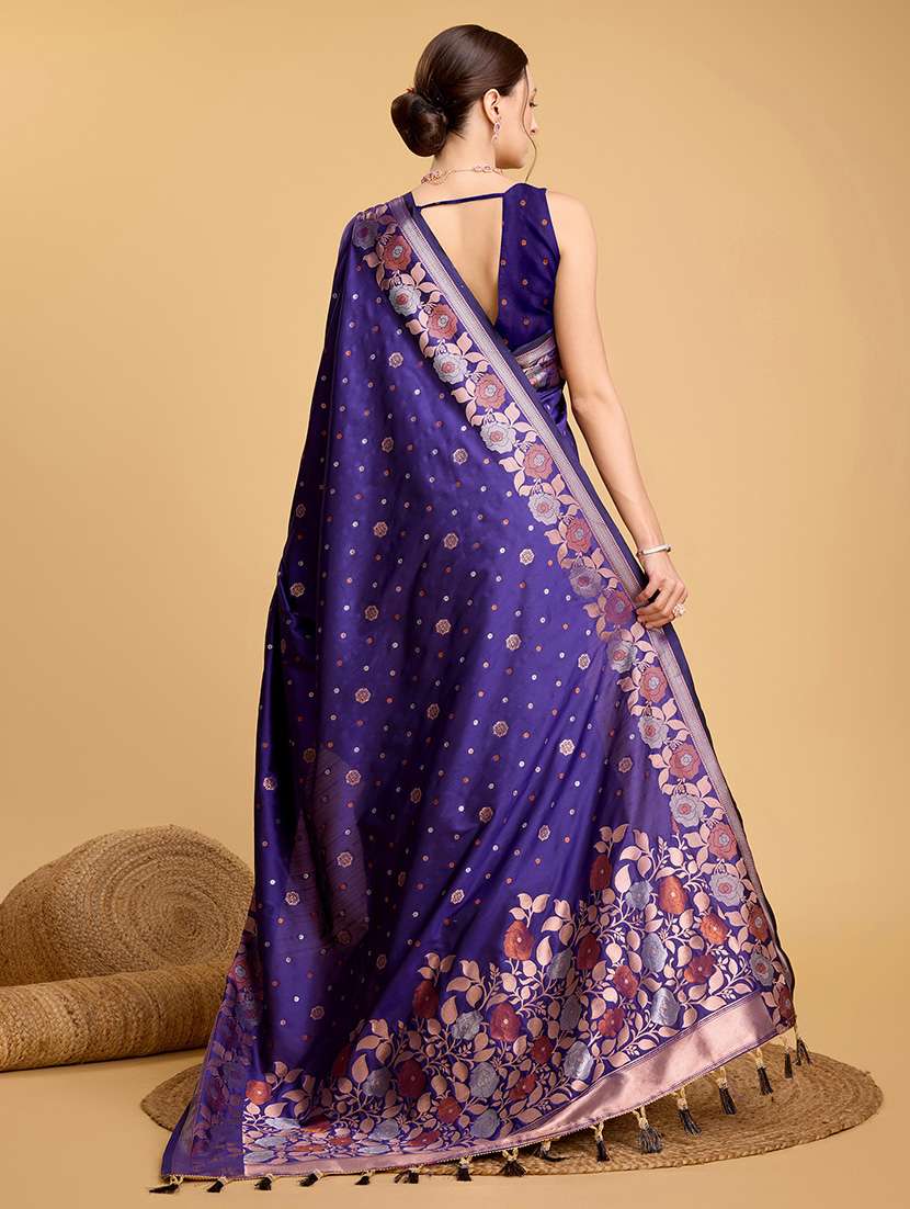 women floral banarasi saree with blouse - 22000079 -  Standard Image - 3