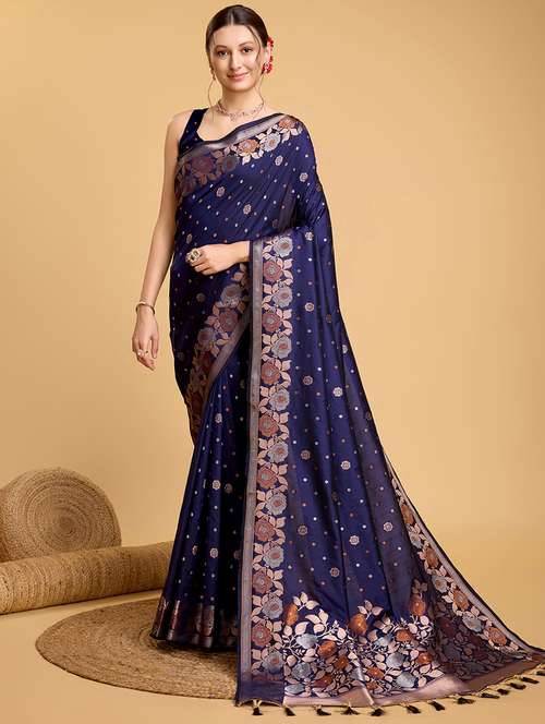 women floral banarasi saree with blouse - 22000080 -  Standard Image - 0