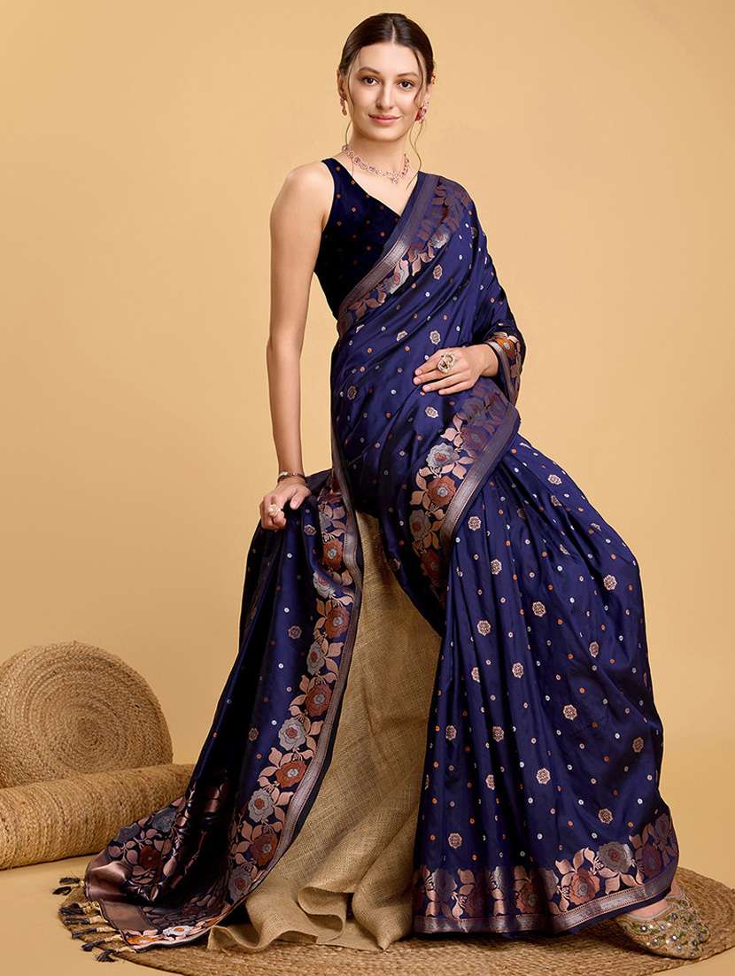 women floral banarasi saree with blouse - 22000080 -  Standard Image - 3