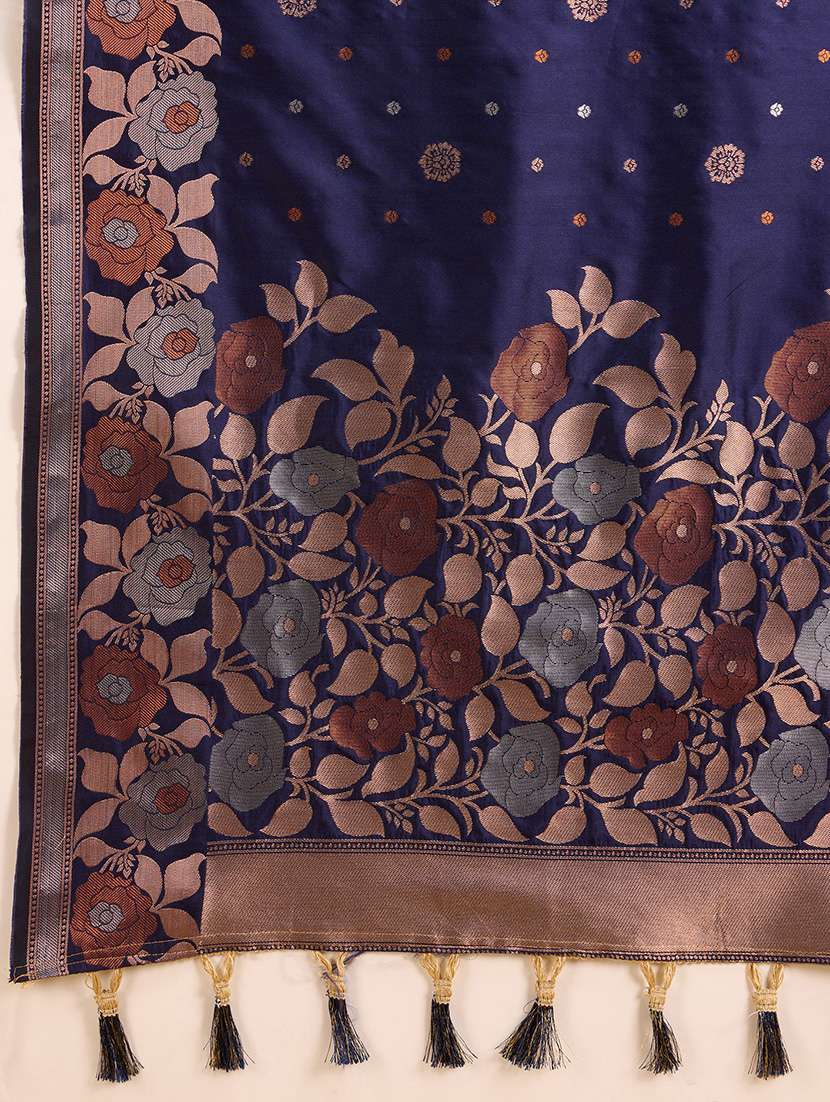 women floral banarasi saree with blouse - 22000080 -  Standard Image - 5