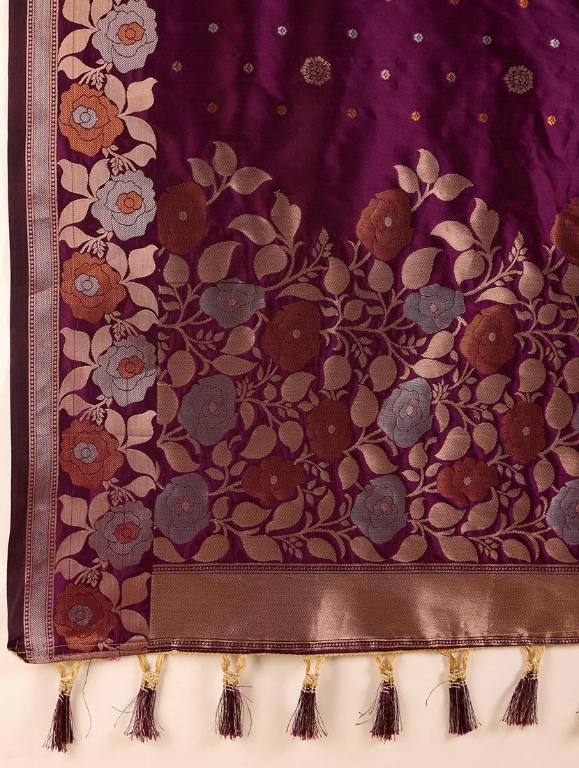 women floral banarasi saree with blouse - 22000081 - Standard Image - 5