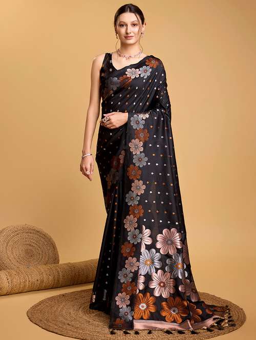 women floral banarasi saree with blouse - 22000082 - Standard Image - 0