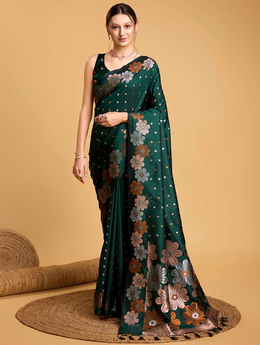 women floral banarasi saree with blouse
