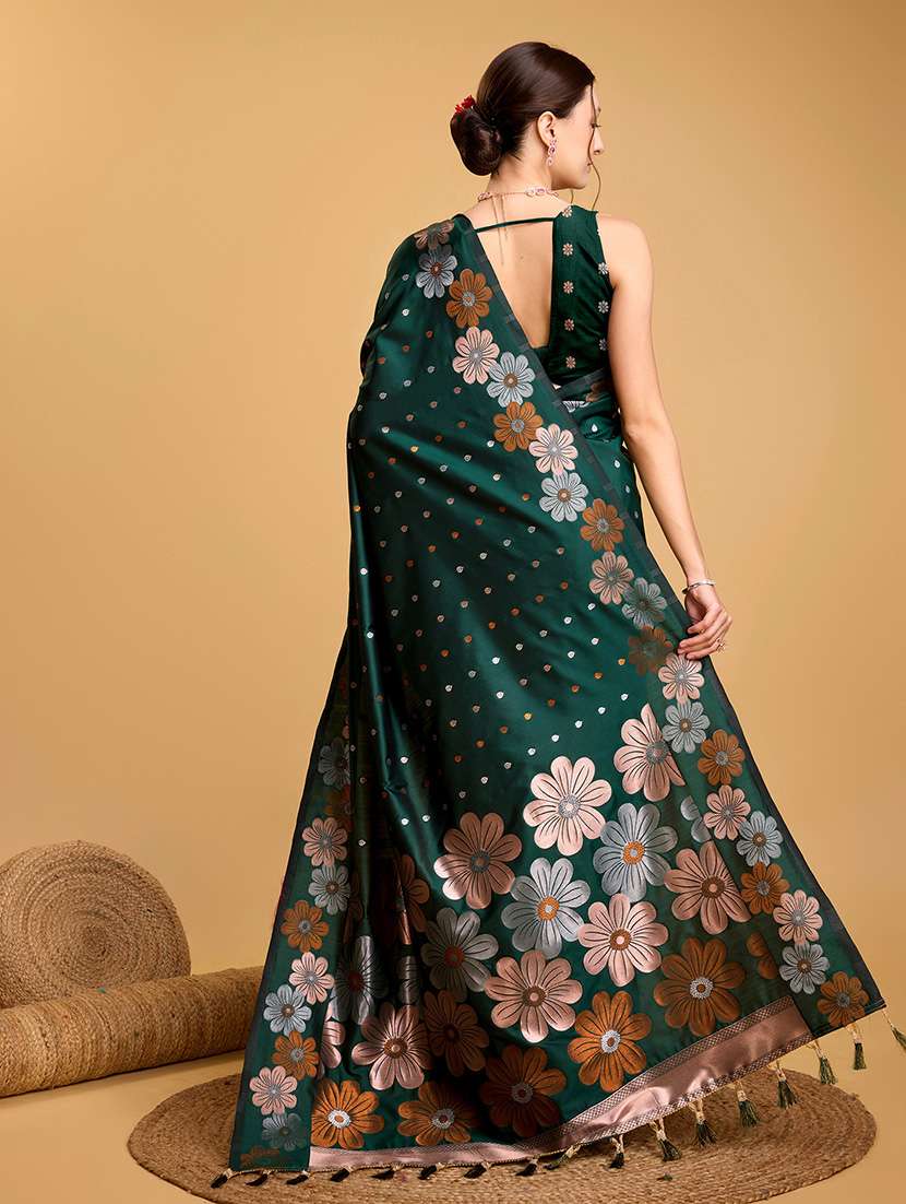 women floral banarasi saree with blouse - 22000083 -  Standard Image - 3