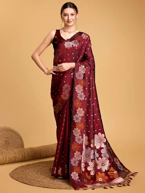 women floral banarasi saree with blouse - 22000084 -  Standard Image - 0