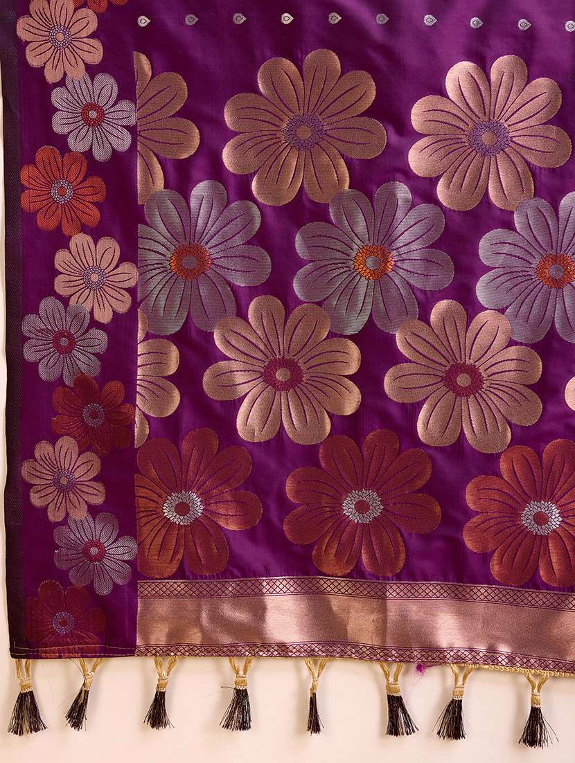 women floral banarasi saree with blouse - 22000087 -  Standard Image - 5