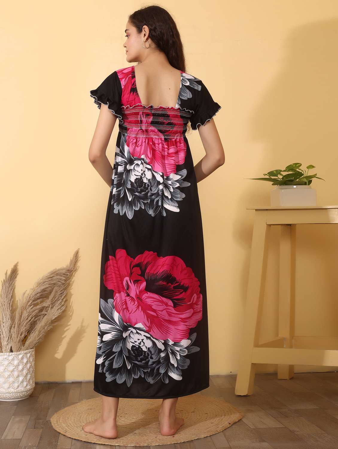 women pack of 2 floral print short sleeve nighty - 22000105 -  Standard Image - 5