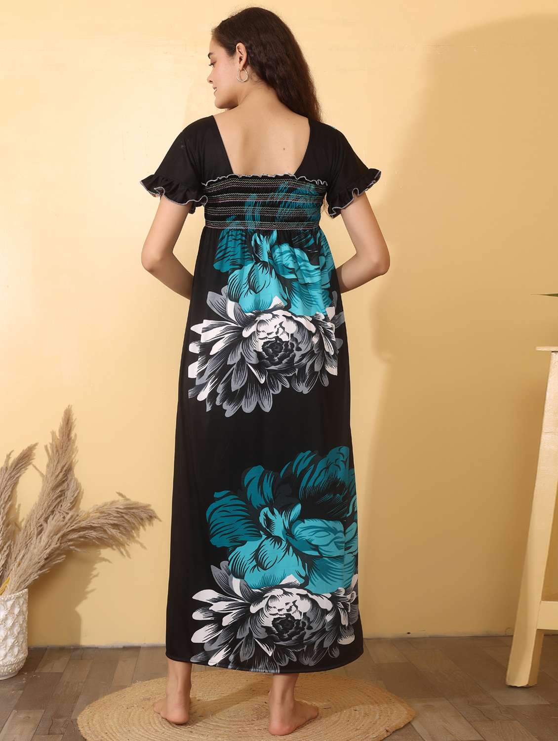 women pack of 2 floral print short sleeve nighty - 22000109 -  Standard Image - 5