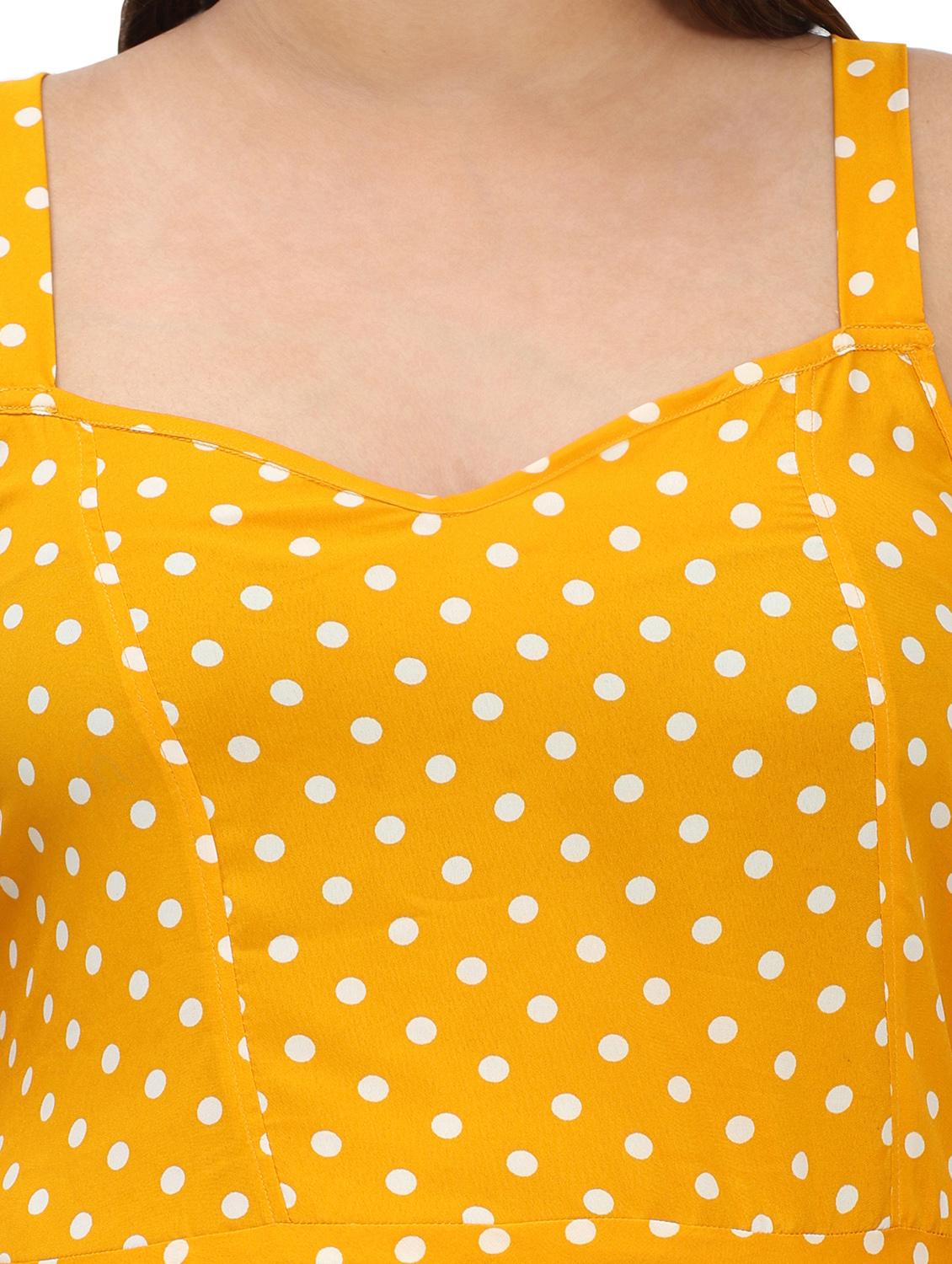 women polka doted shoulder strap fit & flared dress - 22000112 - Standard Image - 5