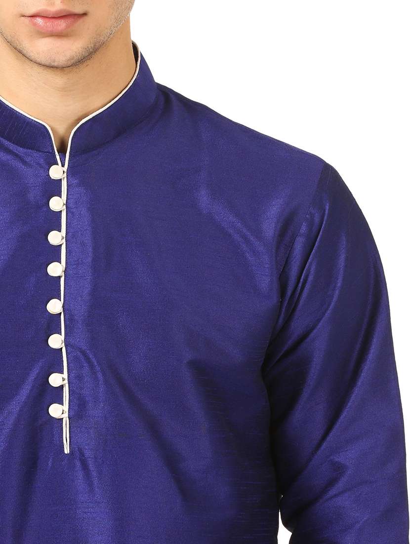 men solid mandarin neck dhoti kurta ethnic wear set - 22000141 - Standard Image - 3