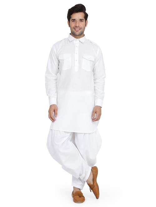 men solid long sleeve pathani ethnic wear set - 22000548 - Standard Image - 0