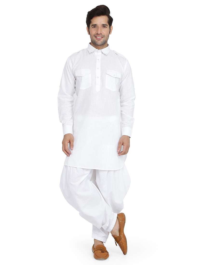 men solid long sleeve pathani ethnic wear set - 22000548 - Zoom Image - 0