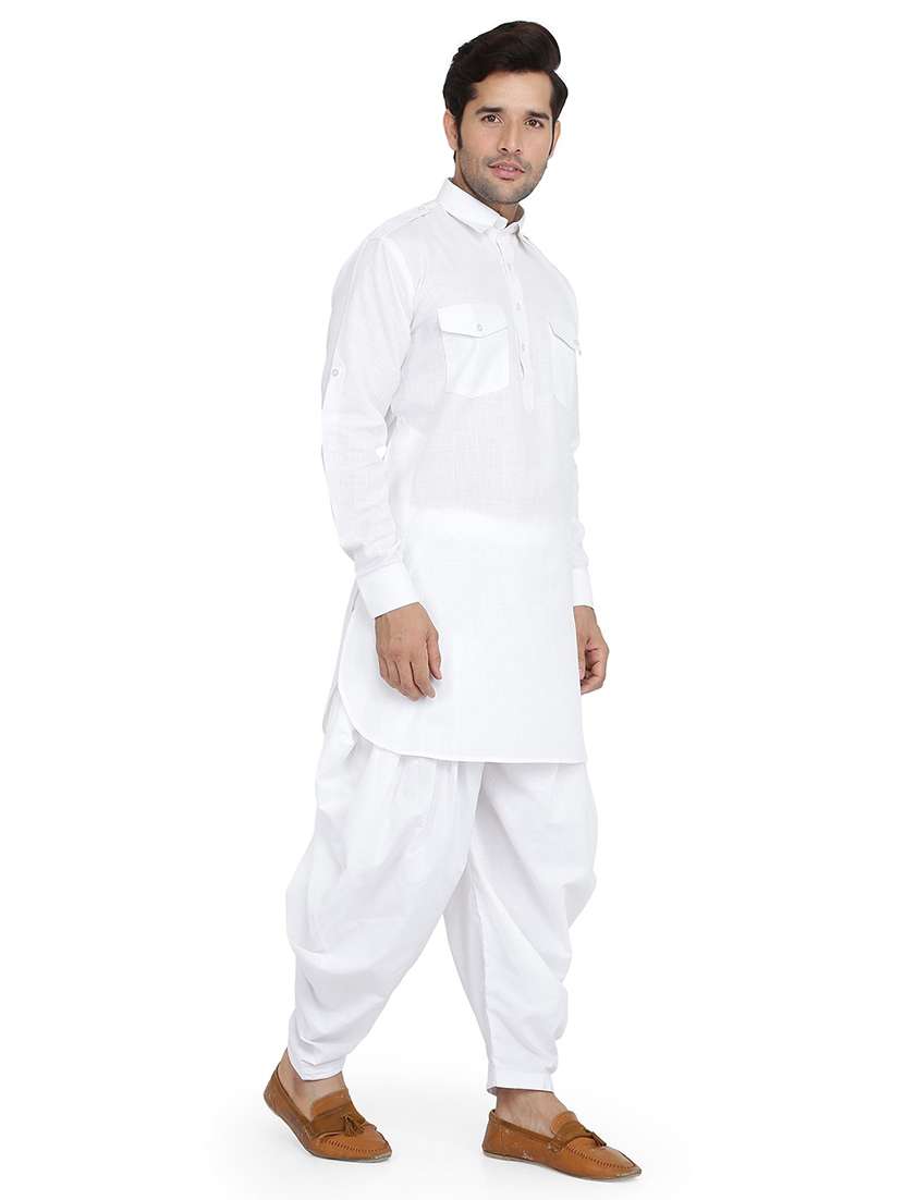 men solid long sleeve pathani ethnic wear set - 22000548 - Standard Image - 3