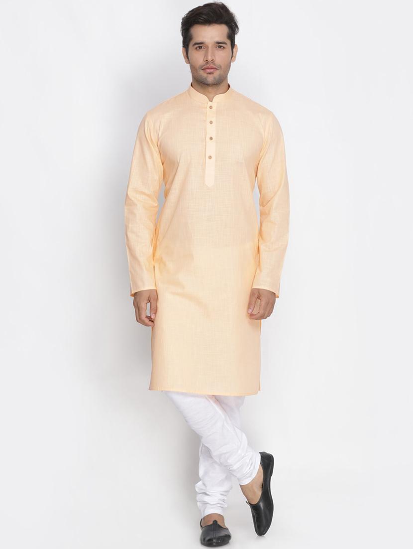 men solid mandarin neck kurta churidar ethnic wear set - 22000574 - Zoom Image - 0