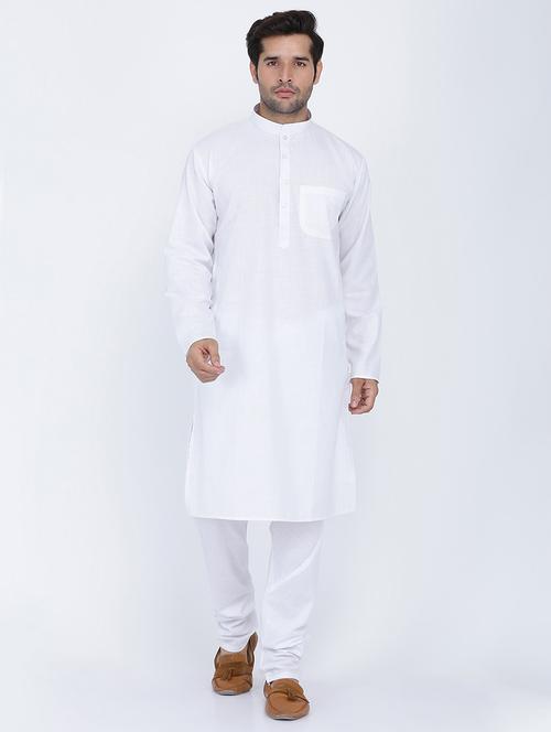 men solid mandarin neck kurta churidar ethnic wear set - 22000604 - Standard Image - 0