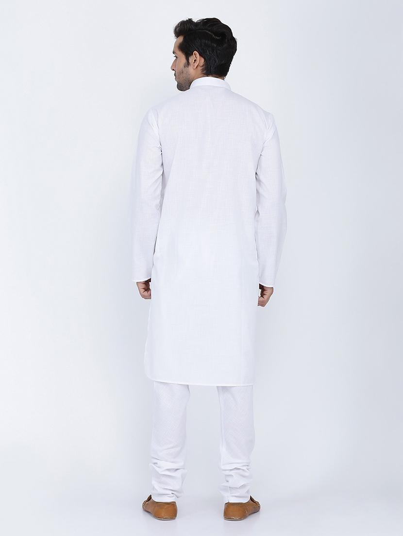 men solid mandarin neck kurta churidar ethnic wear set - 22000604 - Standard Image - 3