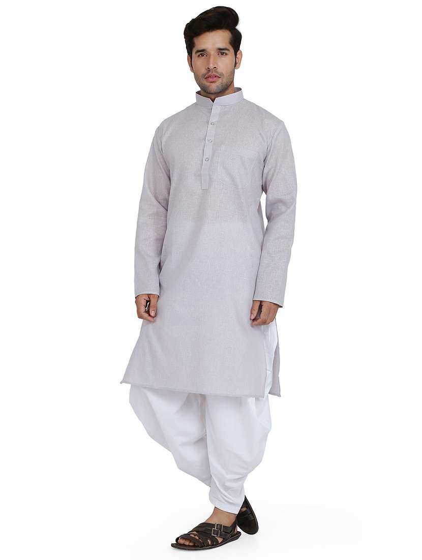 men solid long sleeve kurta and dhoti set - 22000628 - Zoom Image - 0