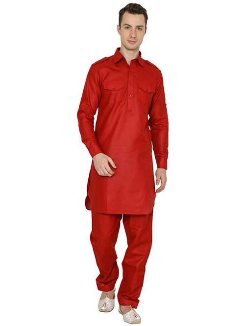 men solid long sleeve pathani ethnic wear set - 22000724 - Standard Image - 0