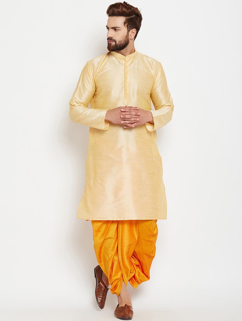 men solid long sleeve kurta and dhoti set - 22000885 - Zoom Image - 0