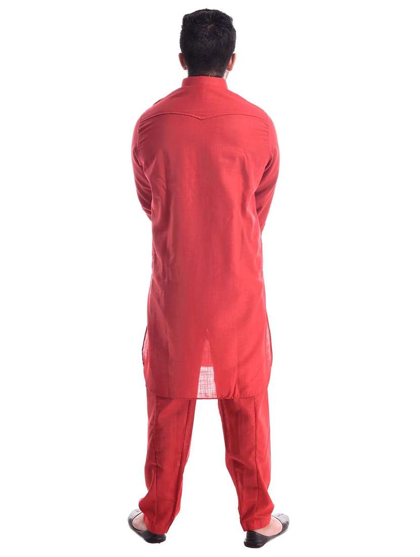 men solid long sleeve pathnai kurta set - 22000970 - Standard Image - 3