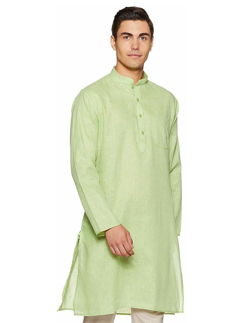 men solid mandarin neck long sleeve kurta - 22001029 - Zoom Image - 0