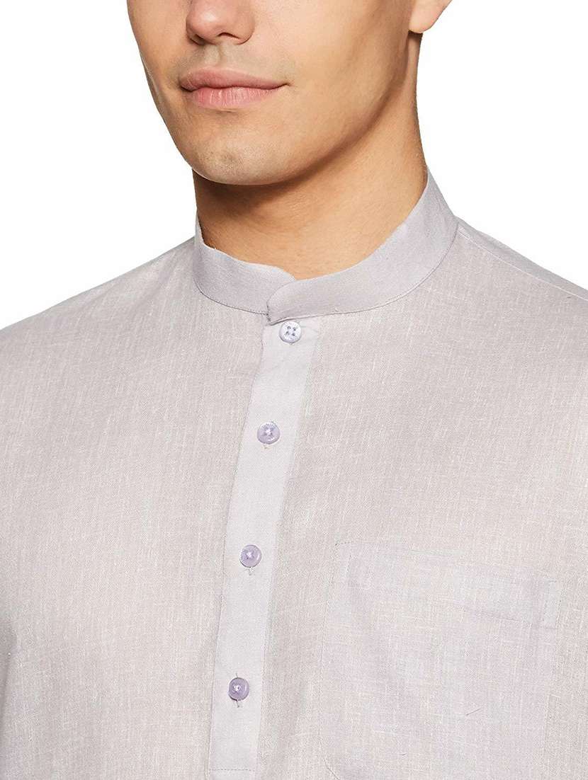 men solid mandarin neck long sleeve kurta - 22001030 - Standard Image - 3