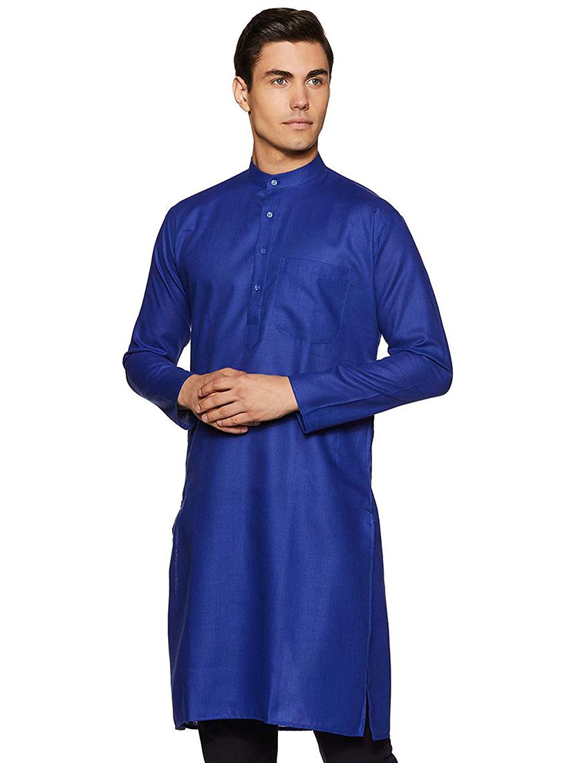 men solid mandarin neck long sleeve kurta