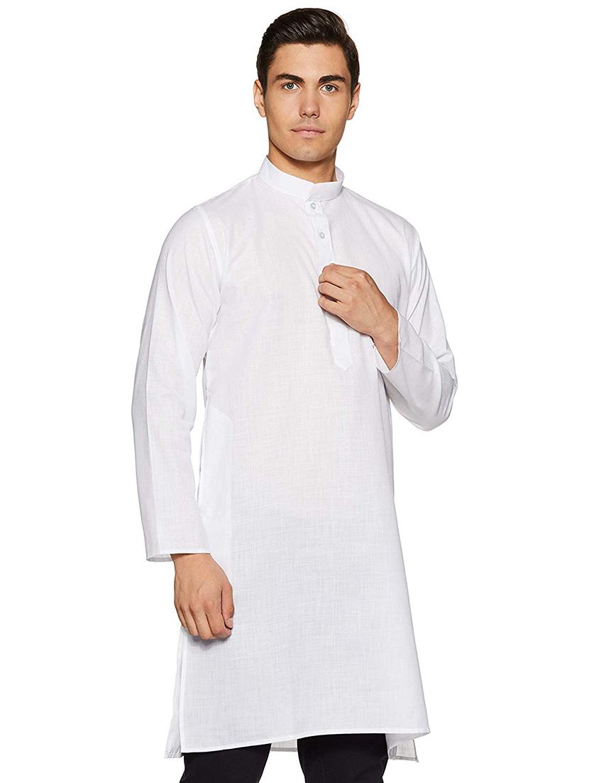 men solid mandarin neck long sleeve kurta