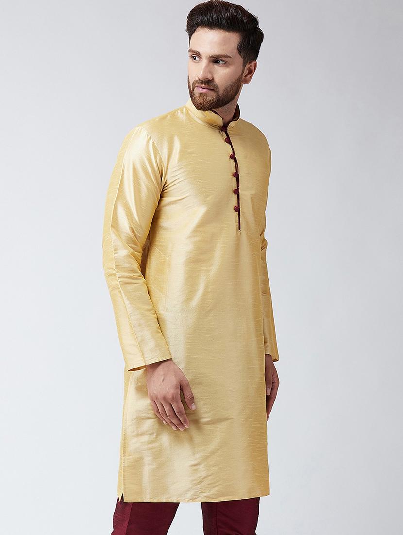 men self designed mandarin collar long sleeve kurta 