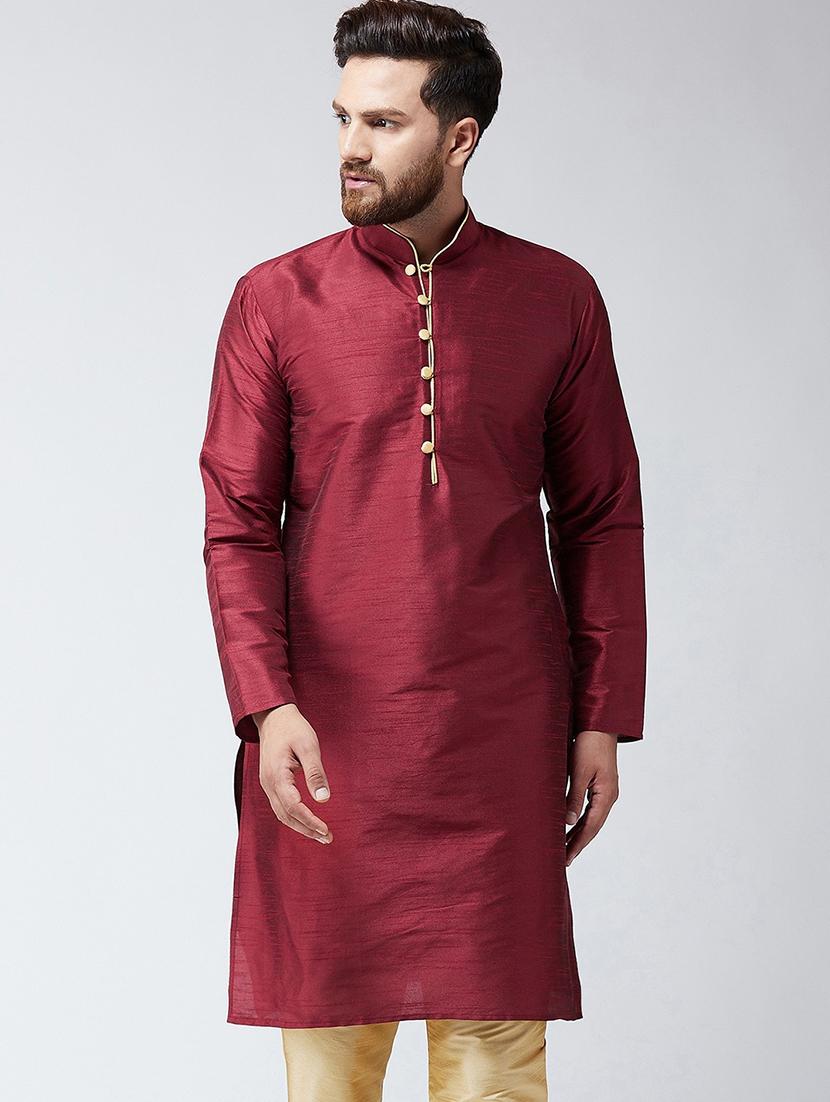 men self designed mandarin collar long sleeve kurta 