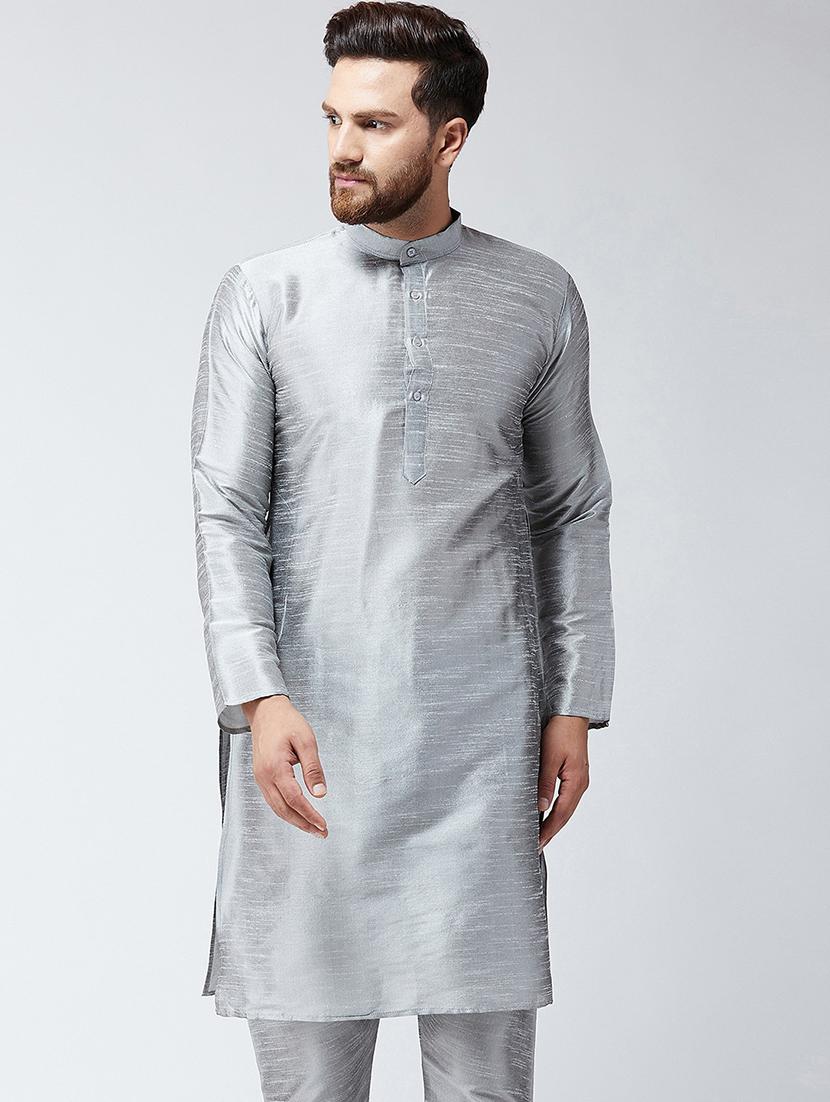 men self designed mandarin collar long sleeve kurta 