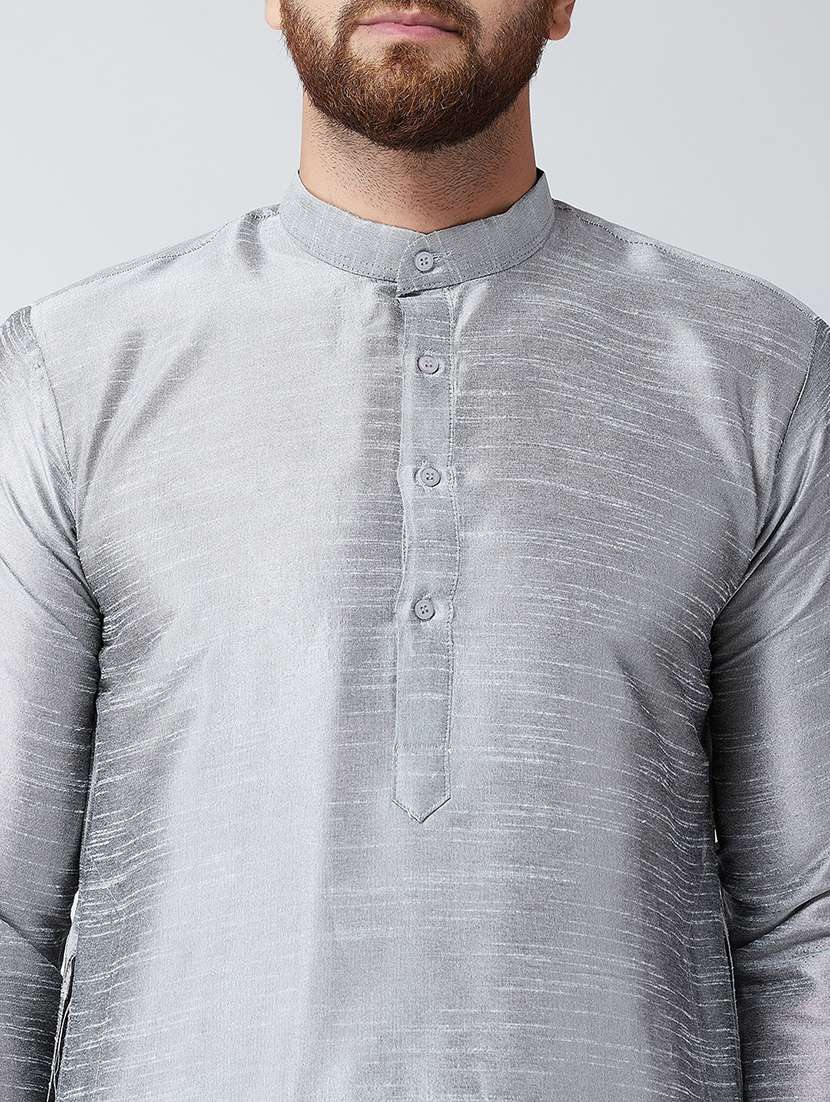 men self designed mandarin collar long sleeve kurta - 22001136 - Standard Image - 3