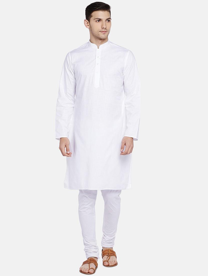 men solid mandarin collar long sleeve kurta 