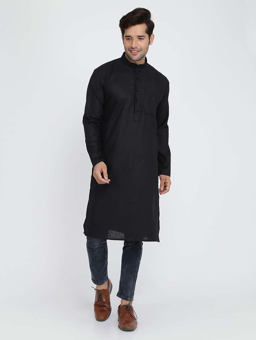 men solid mandarin collar long sleeve kurta  - 22001138 -  Zoom Image - 0