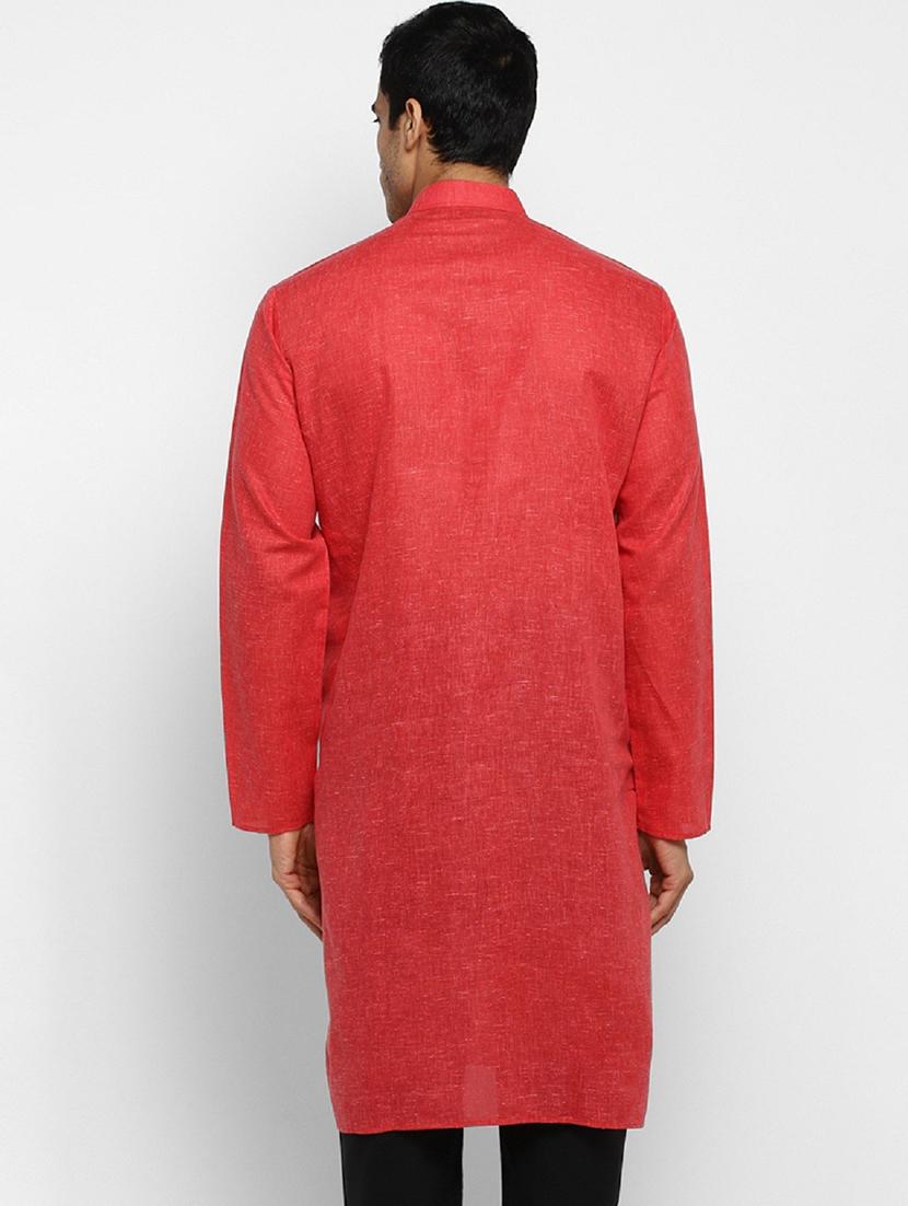 men solid mandarin collar long sleeve kurta - 22001163 - Standard Image - 3