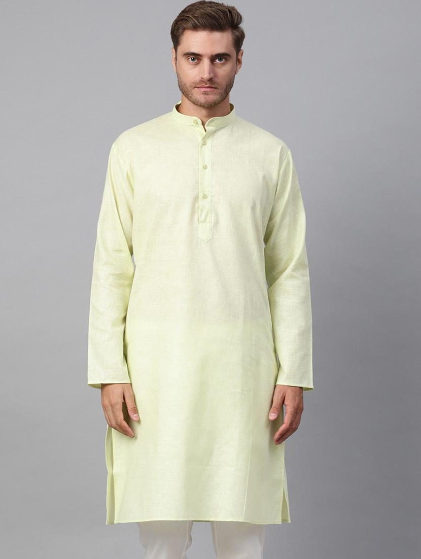 men solid mandarin collar long sleeve kurta 