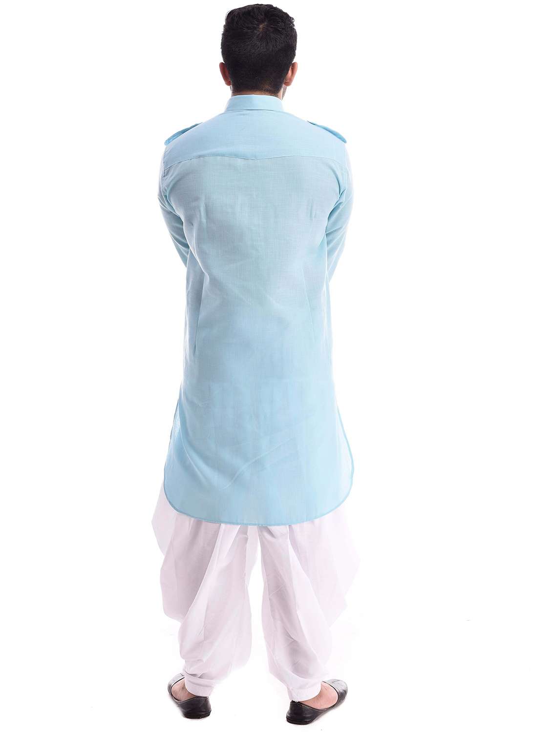 men solid collared long sleeve pathai kurta - 22001228 - Standard Image - 3