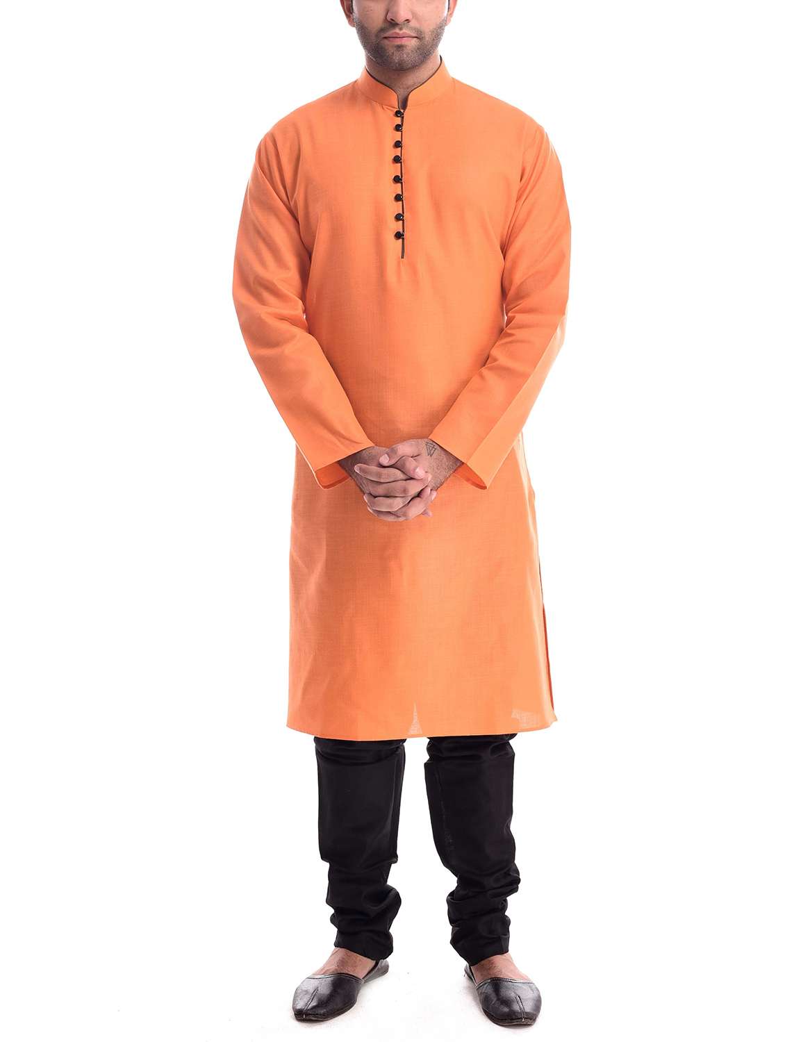 men solid mandarin collar long sleeve kurta - 22001229 - Standard Image - 3