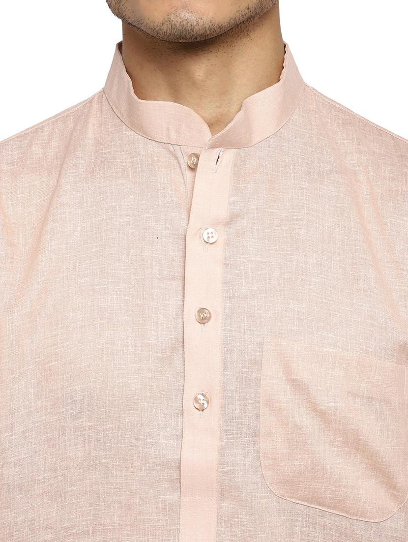 men solid mandarin collar long sleeve kurta - 22001231 - Standard Image - 3